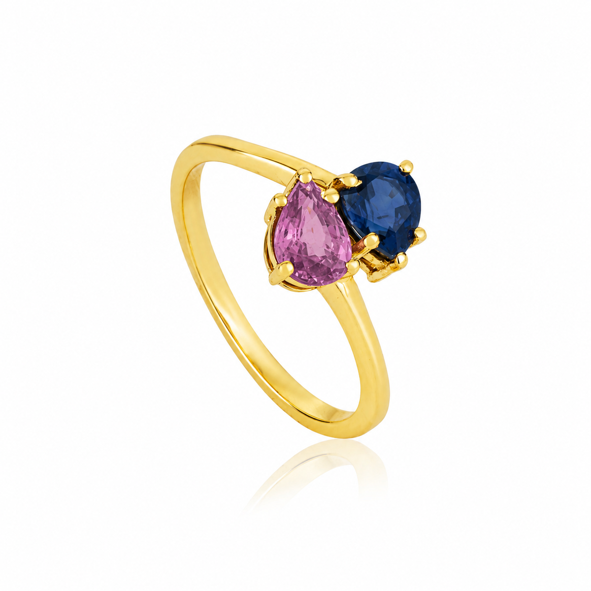 Pink & Blue Sapphire Toi et Moi Ring