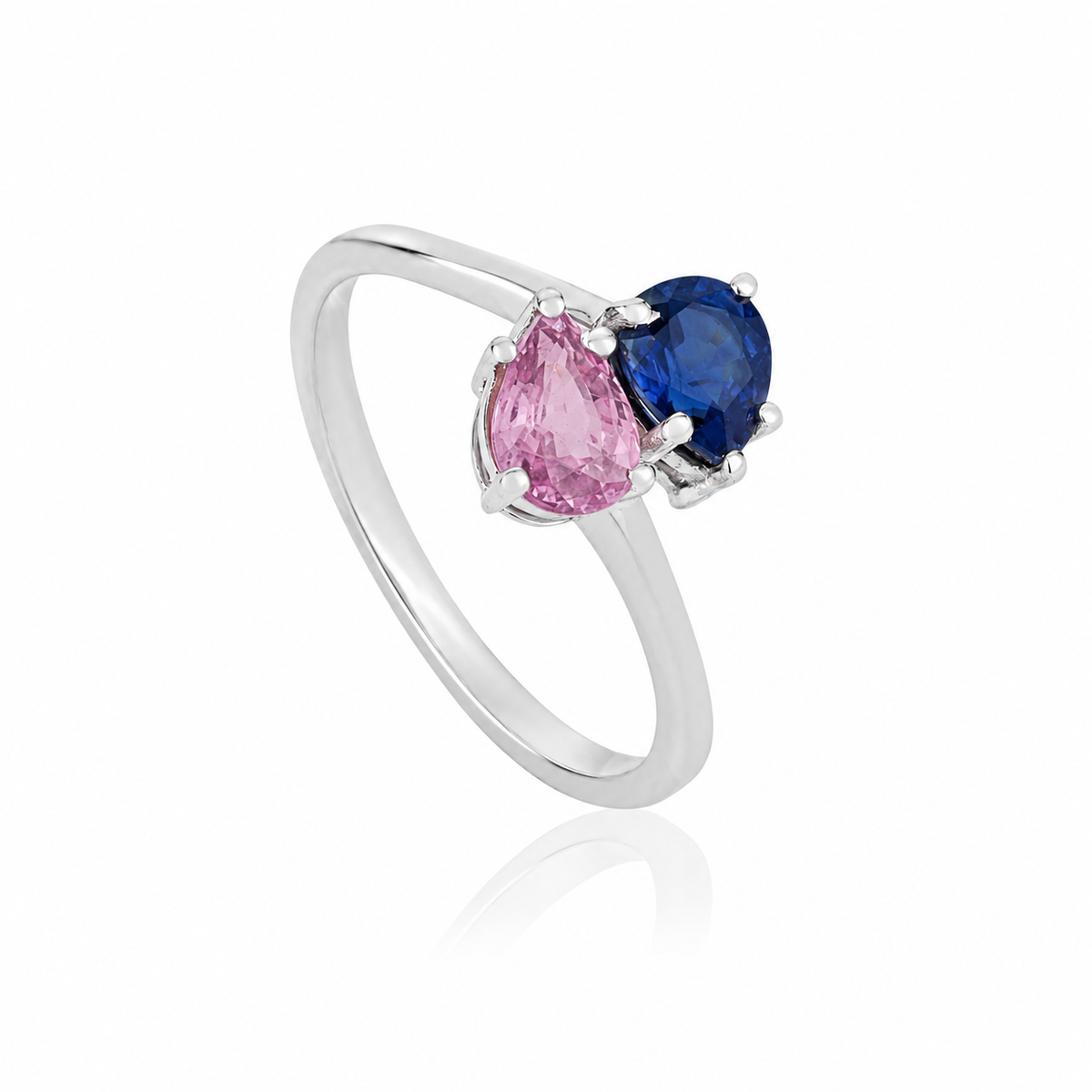 Pink & Blue Sapphire Toi et Moi Ring