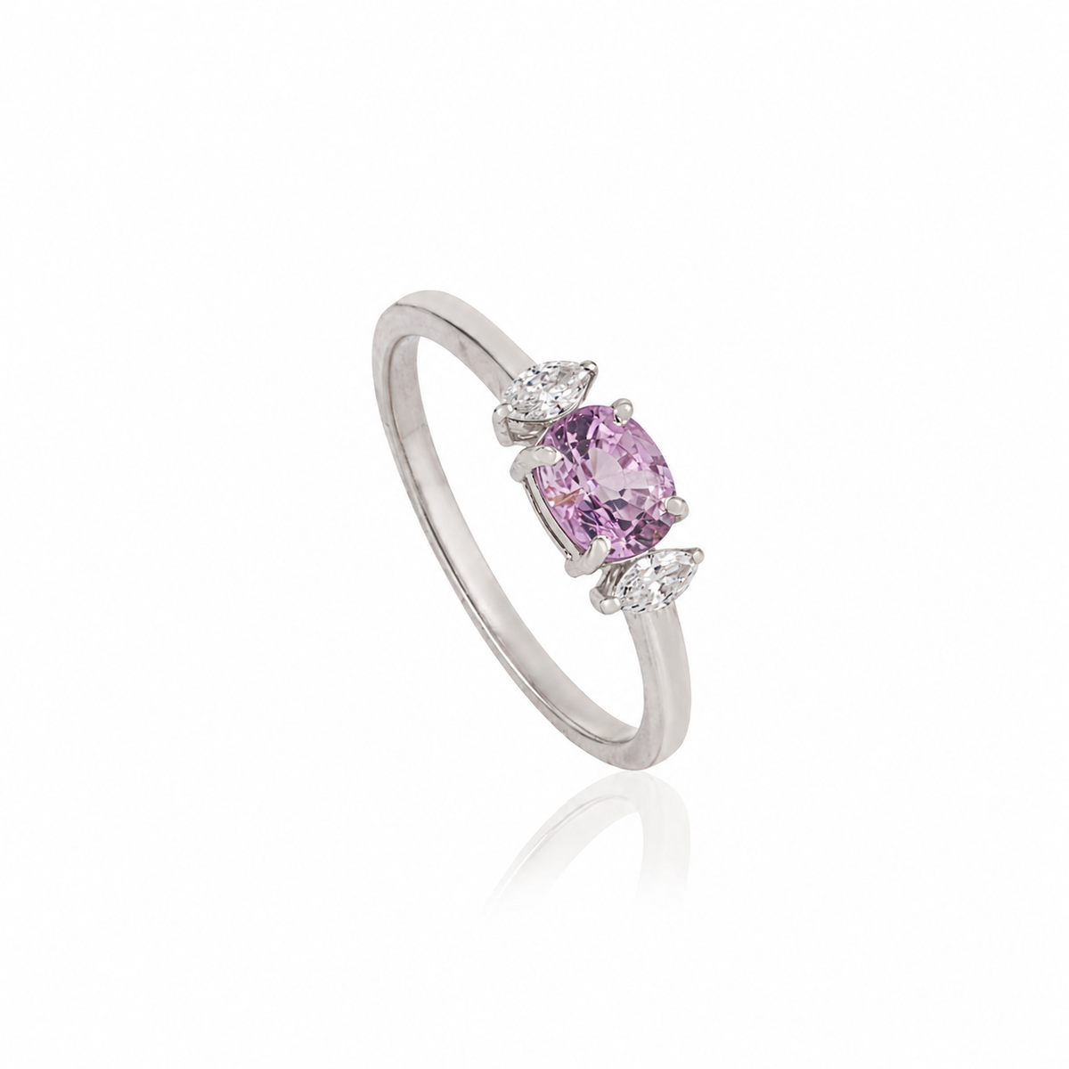 Pink Sapphire & Diamond Ring