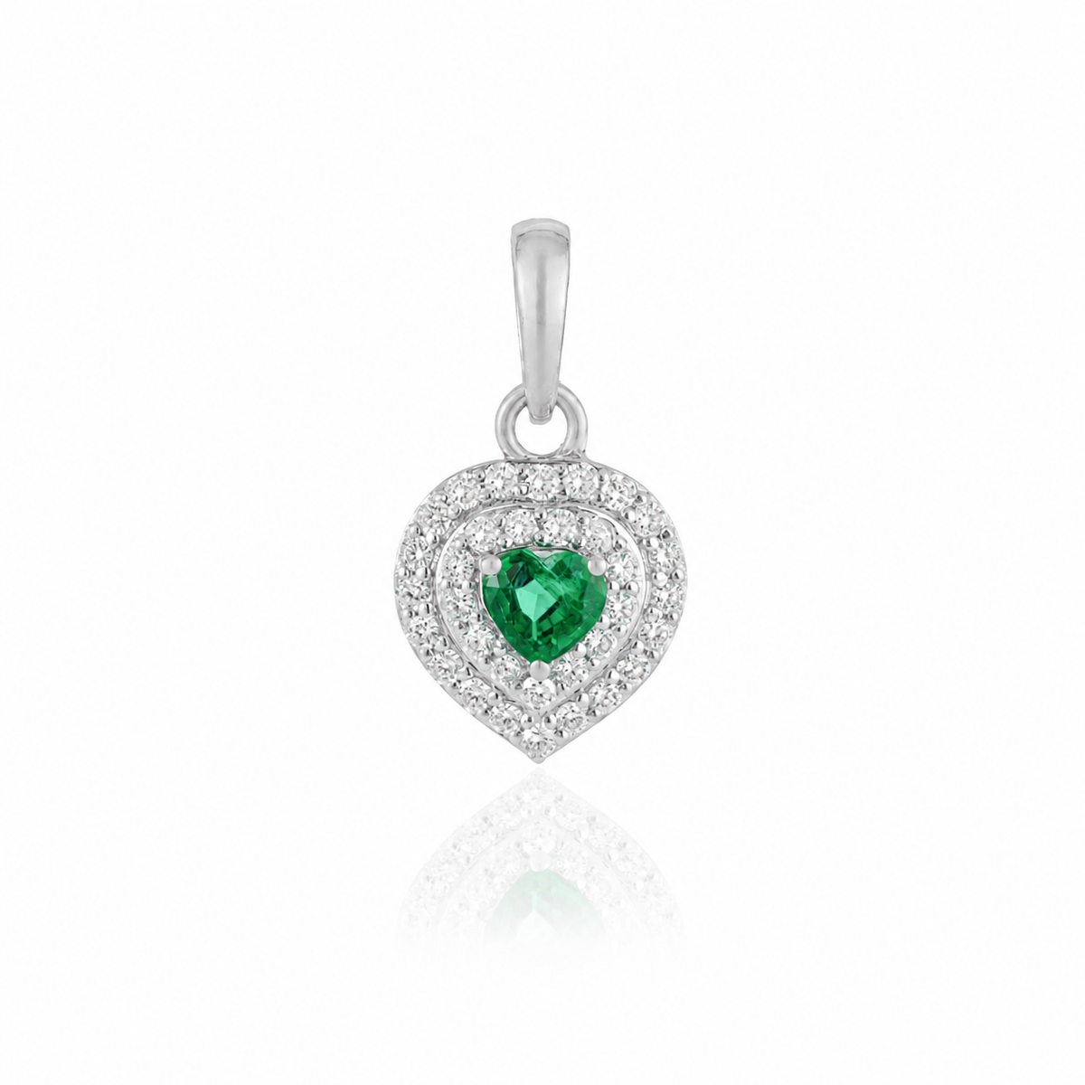 Emerald Heart Pendant with Diamond