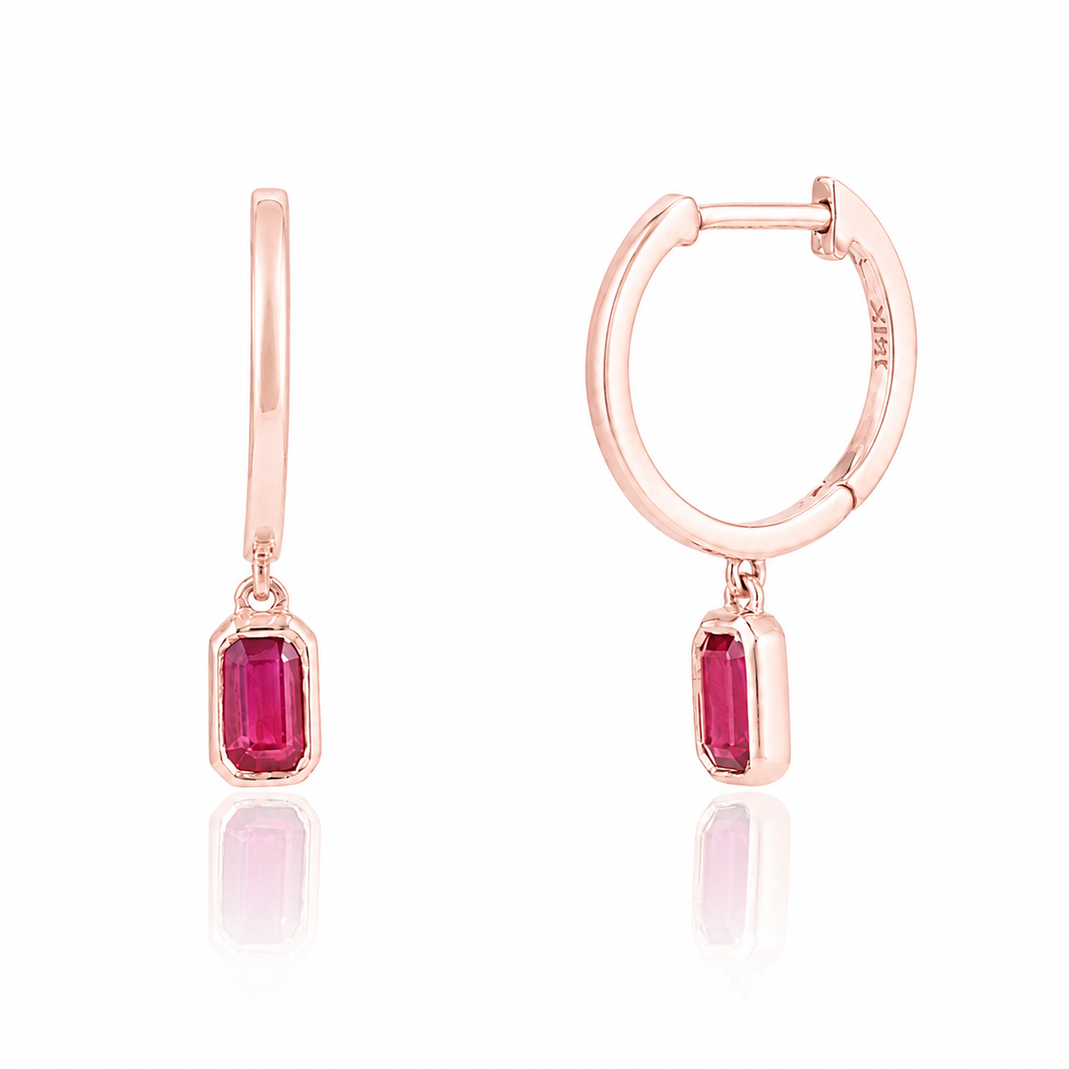 Ruby Drop Hoop Earrings