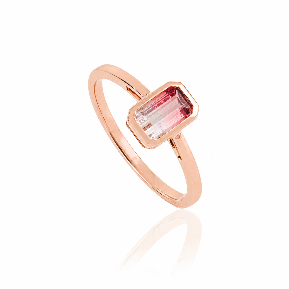Watermelon Tourmaline Bezel Ring
