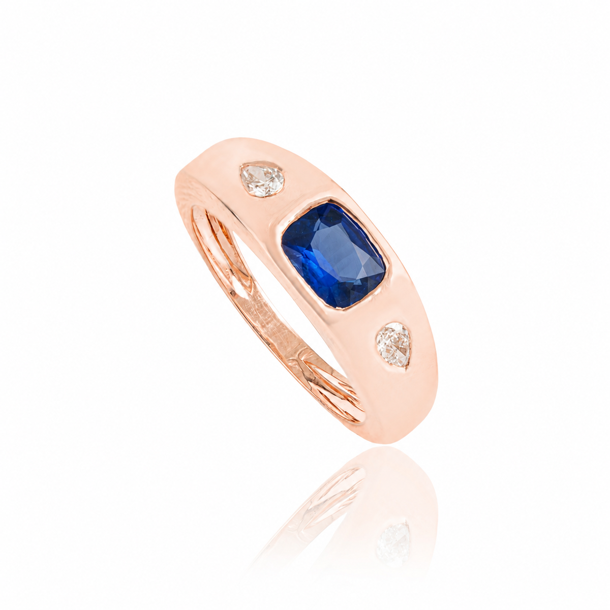 Blue Sapphire Diamond Signet Ring