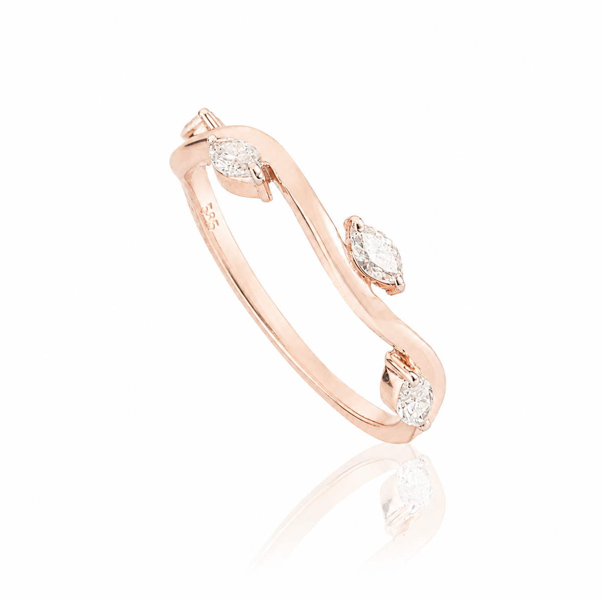 Diamond Crossover Wave Ring