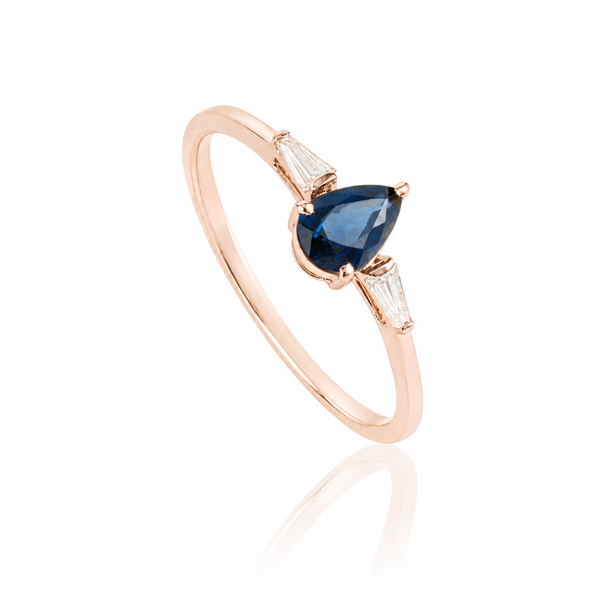 Pear Cut Blue Sapphire & Diamond Ring
