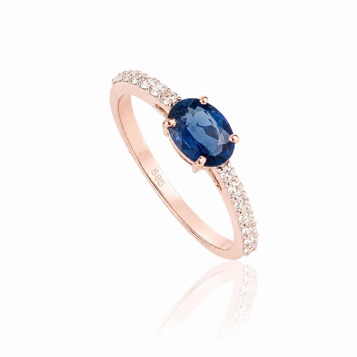 Blue Sapphire & Diamond Ring