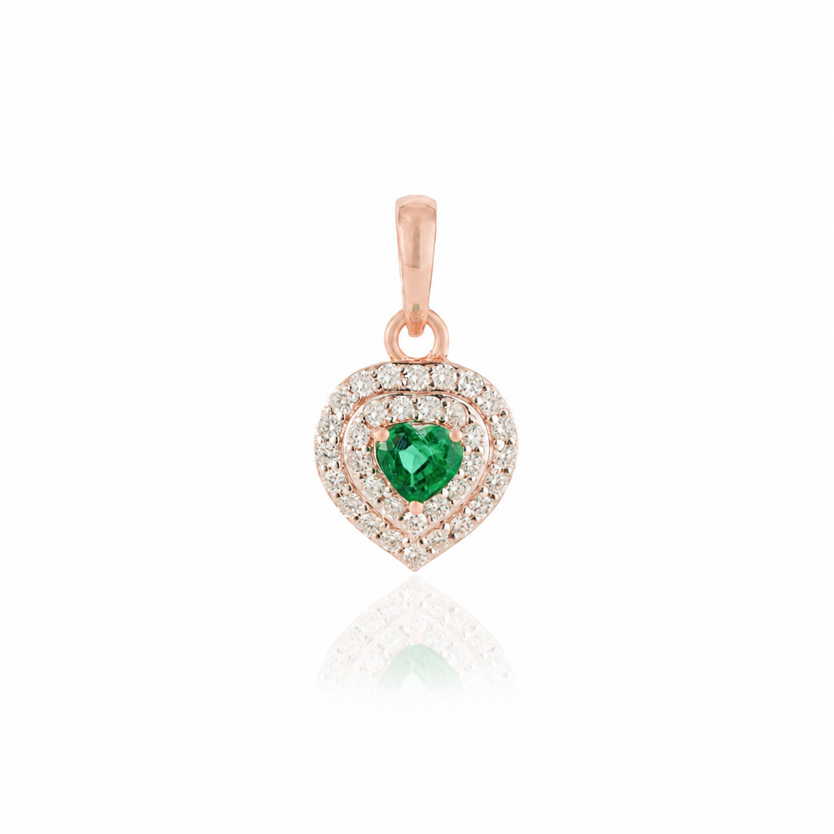 Emerald Heart Pendant with Diamond