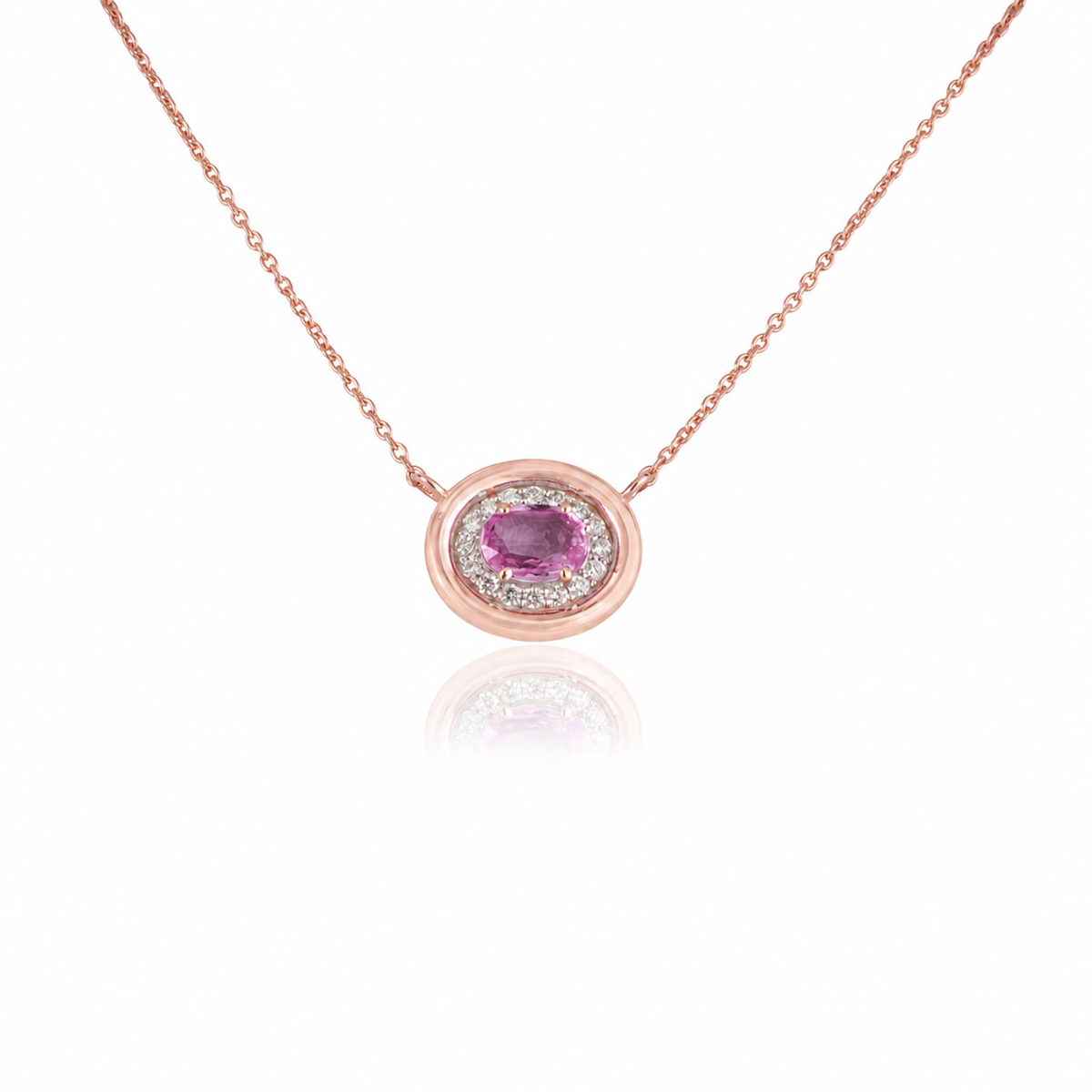 Pink Sapphire & Diamond Pendant Necklace