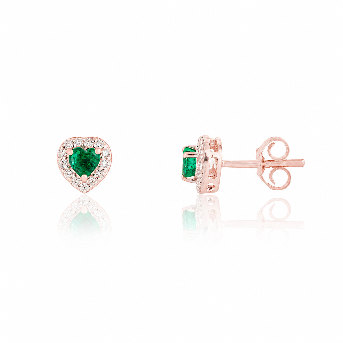 Emerald Heart Stud Earrings