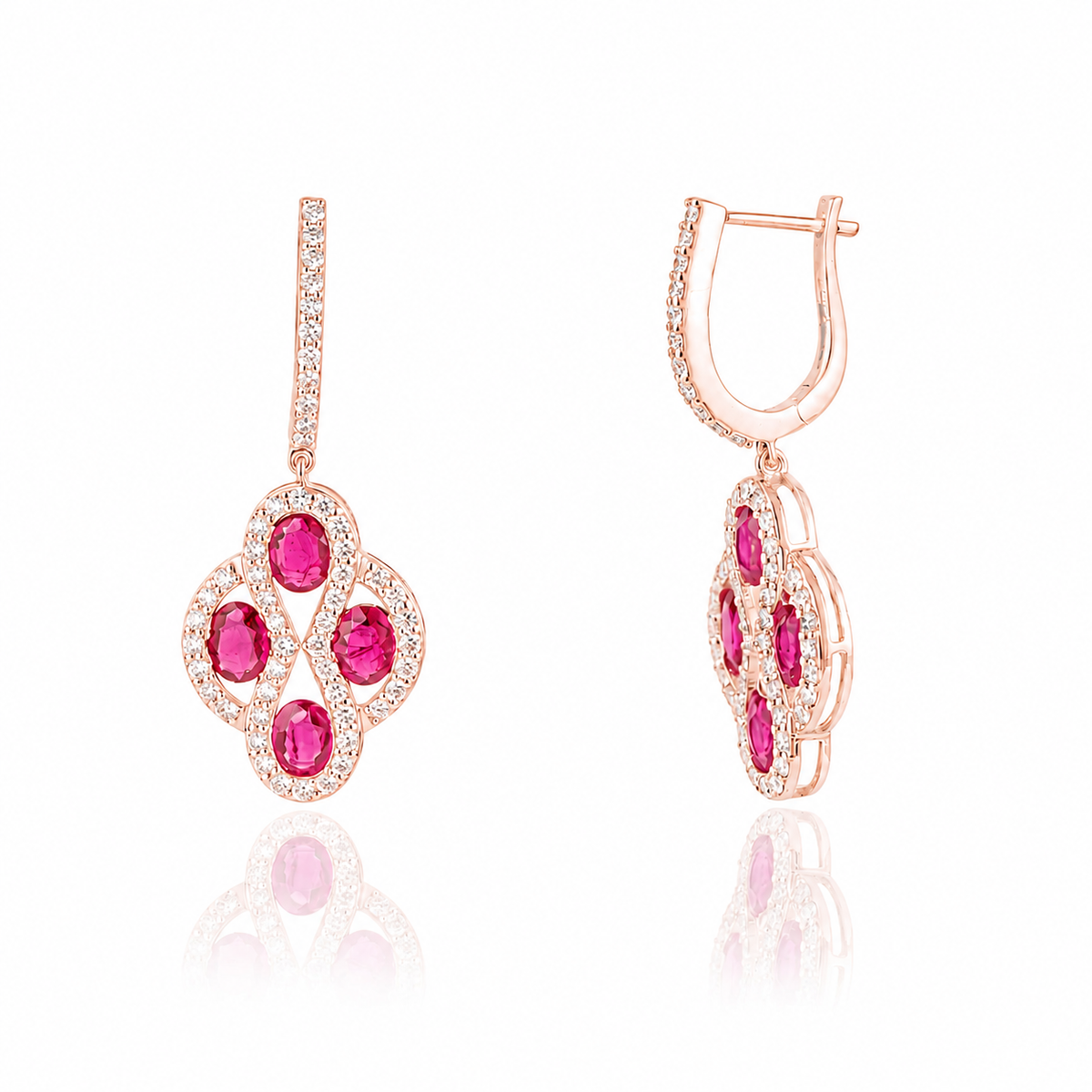 Ruby Diamond Drop Earrings