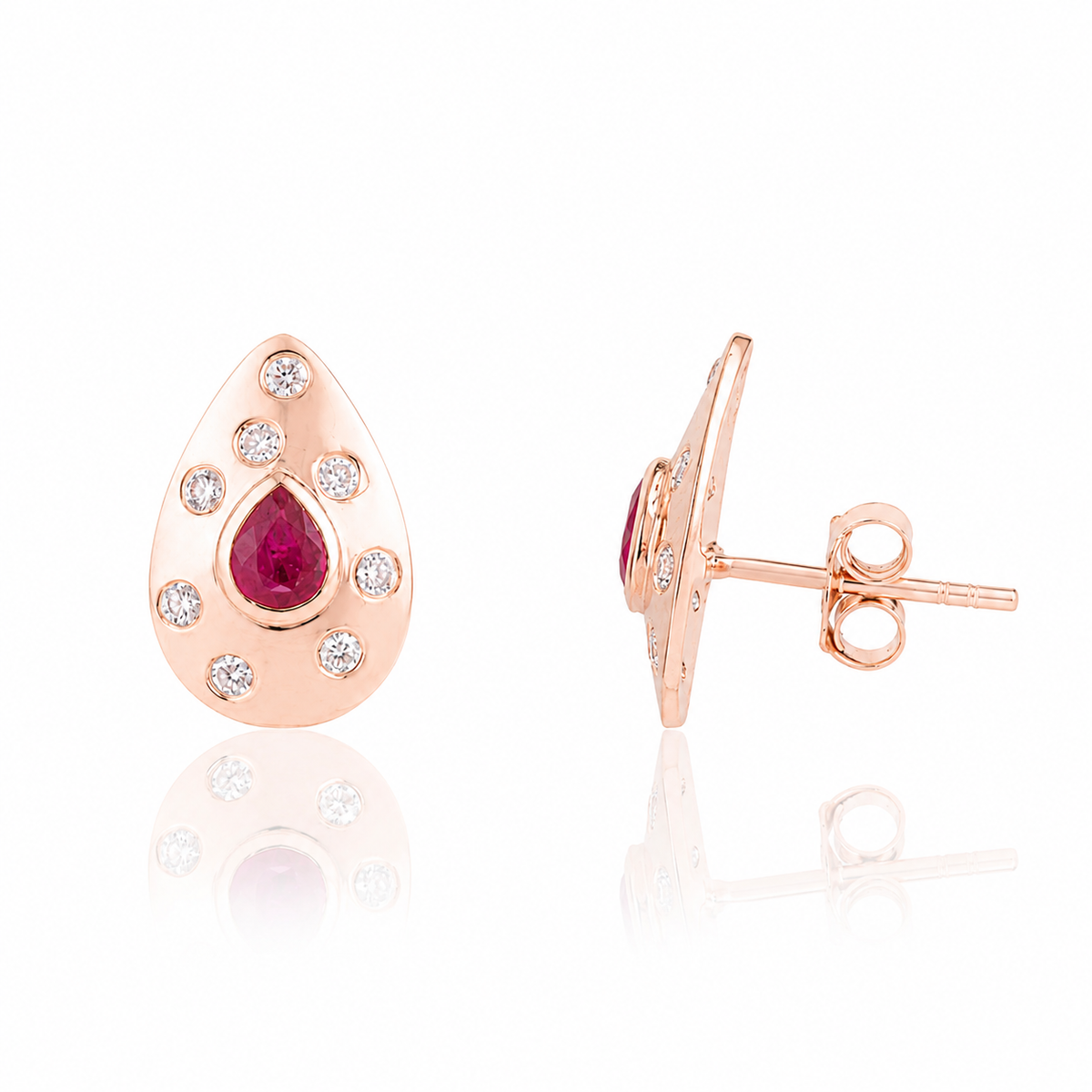 Ruby Diamond Stud Earrings