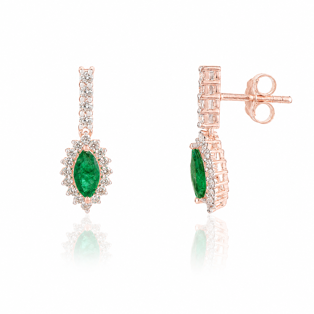 Emerald Diamond Drop Earrings
