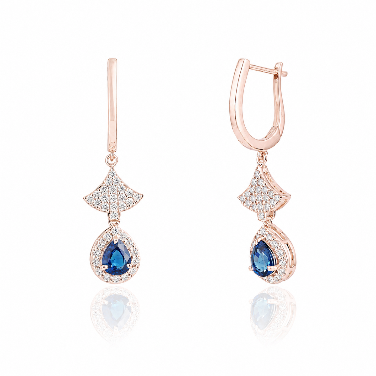Blue Sapphire Diamond Drop Earrings