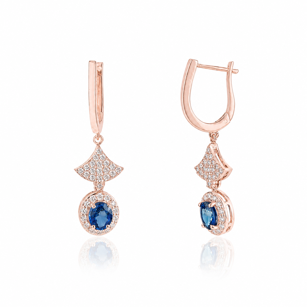 Blue Sapphire Diamond Drop Earrings