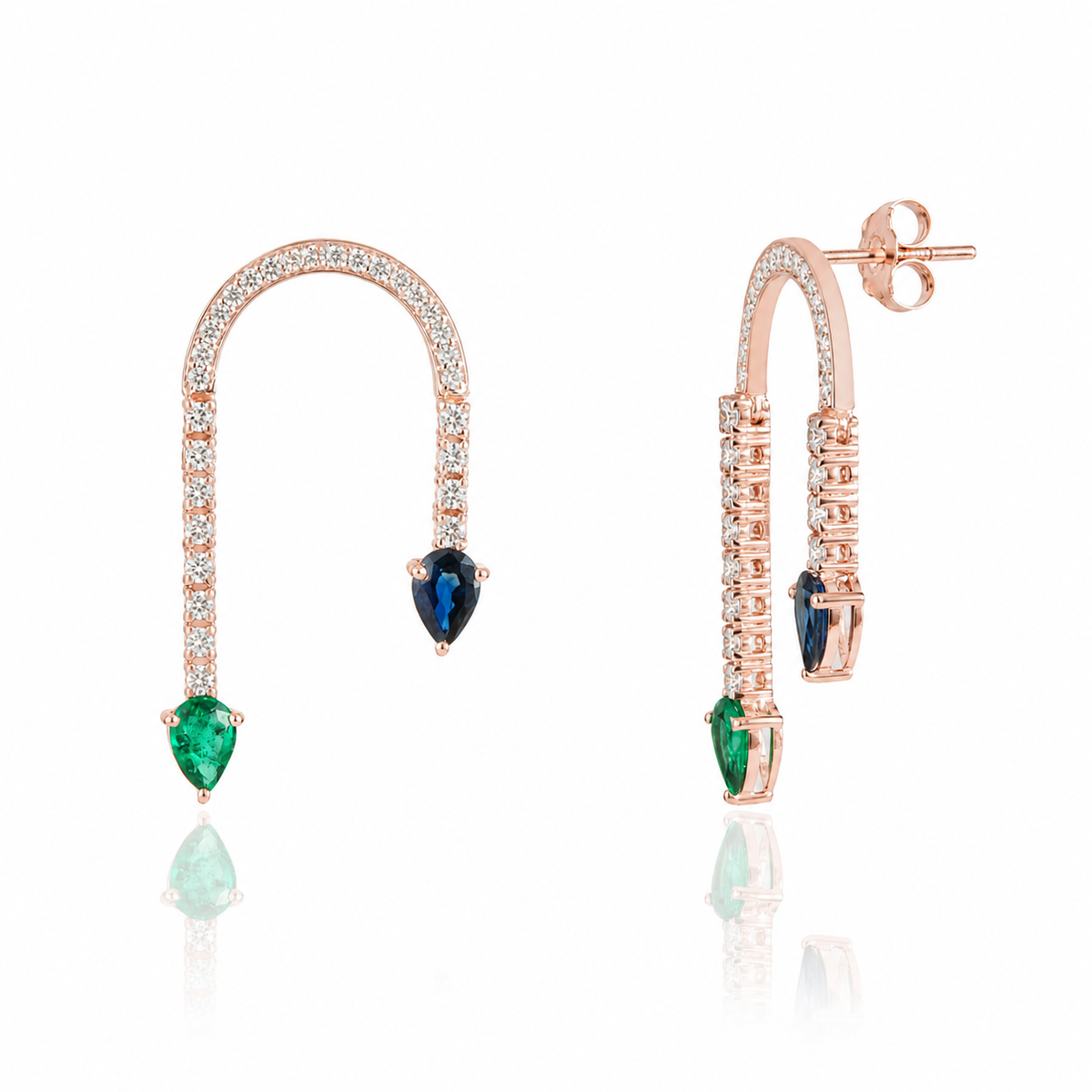 Emerald & Sapphire Drop Earrings