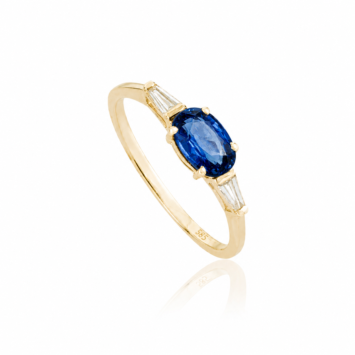Oval Blue Sapphire Diamond Ring