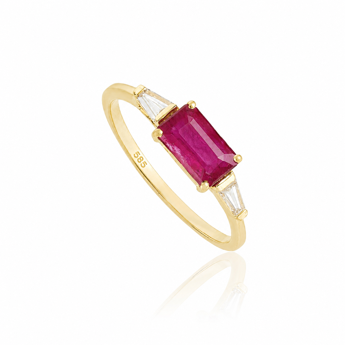 Emerald Cut Ruby Diamond Ring