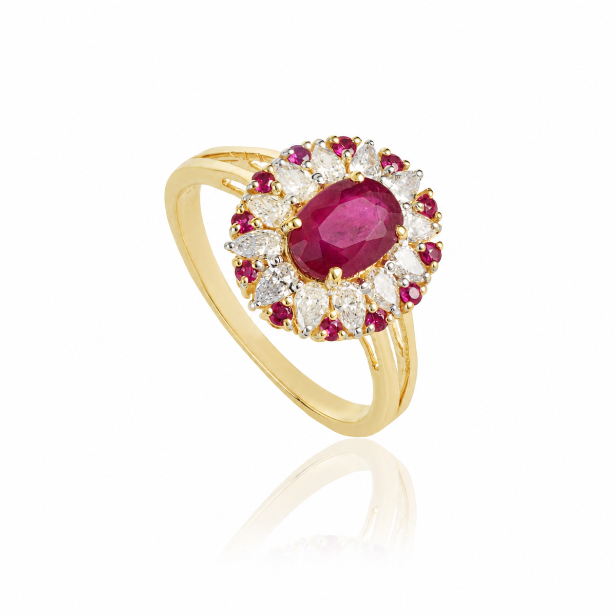 Ruby Halo Diamond Ring