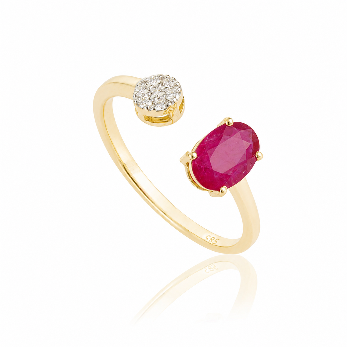 Ruby Diamond Bypass Ring