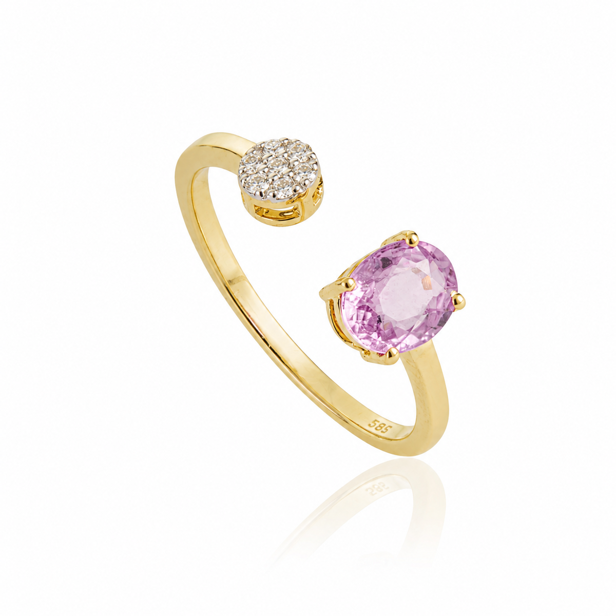 Pink Sapphire Diamond Bypass Ring