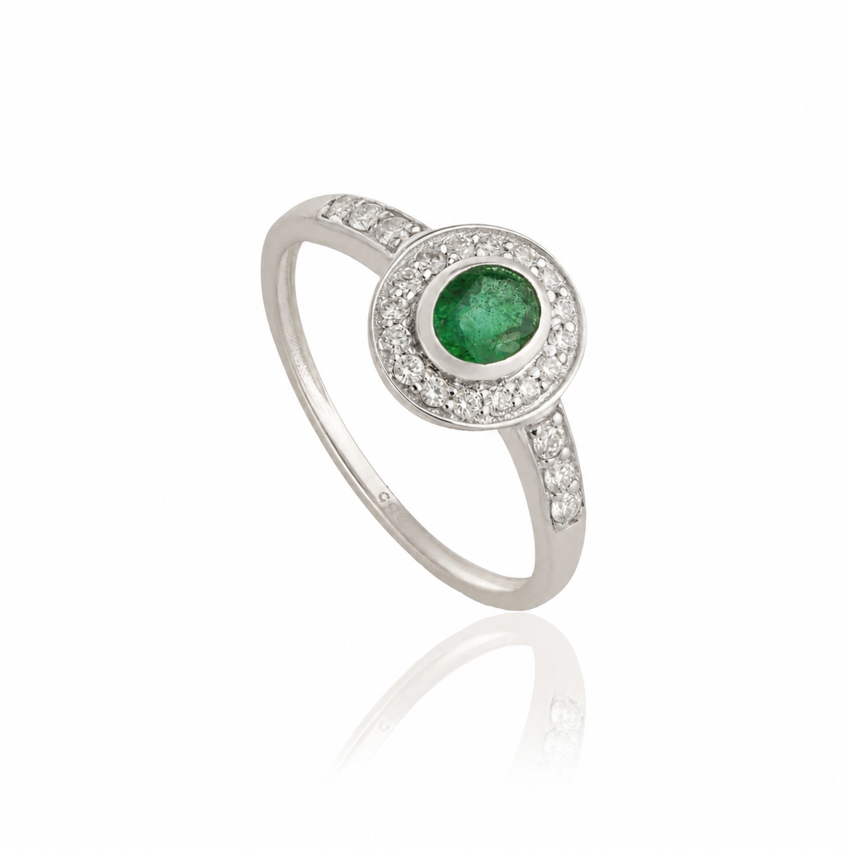 Emerald Diamond Halo Ring