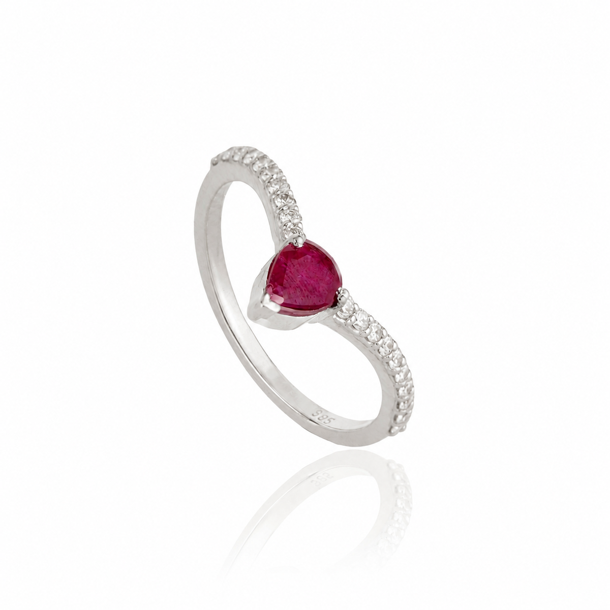 Pear Ruby Diamond Chevron Ring