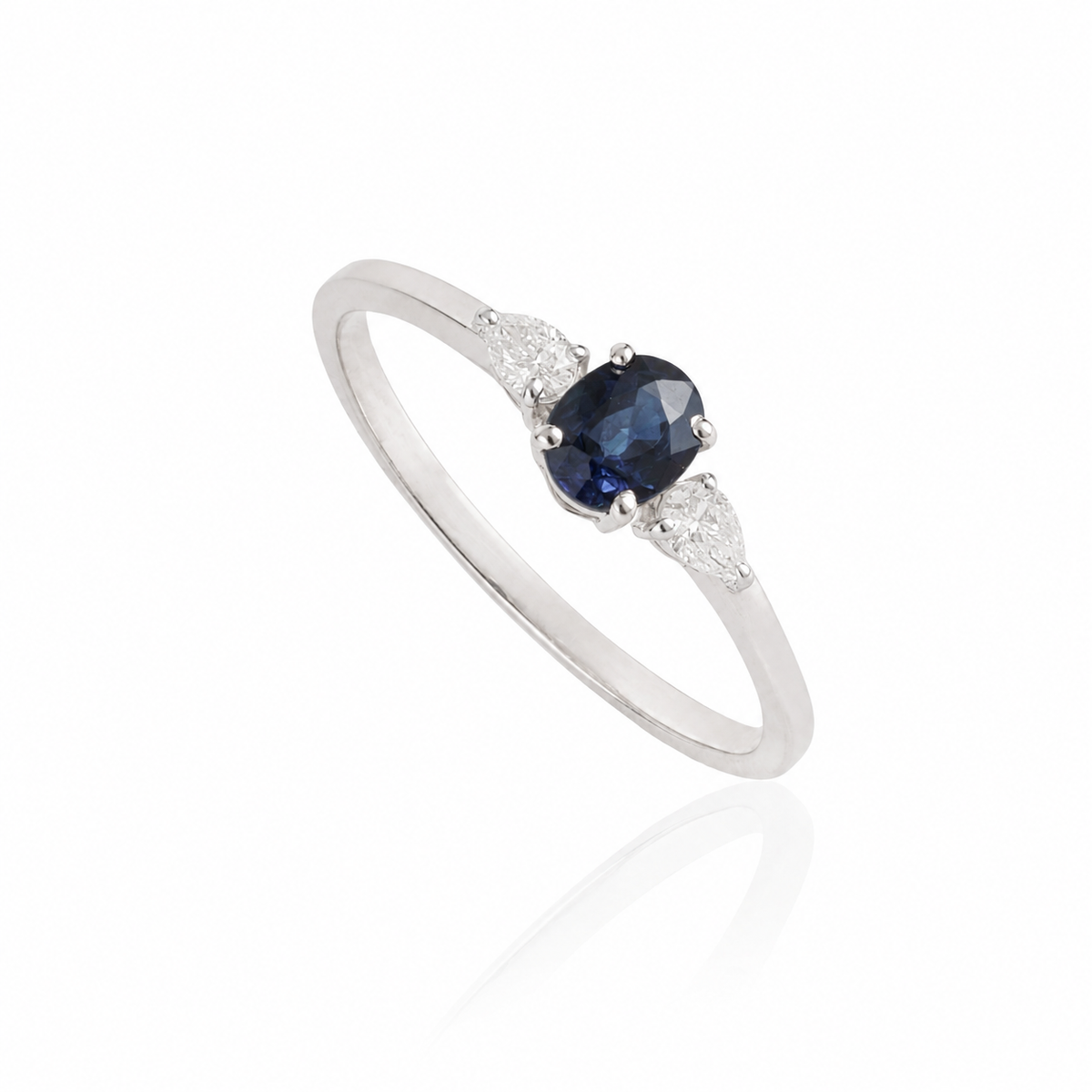 Blue Sapphire Pear Diamond Ring