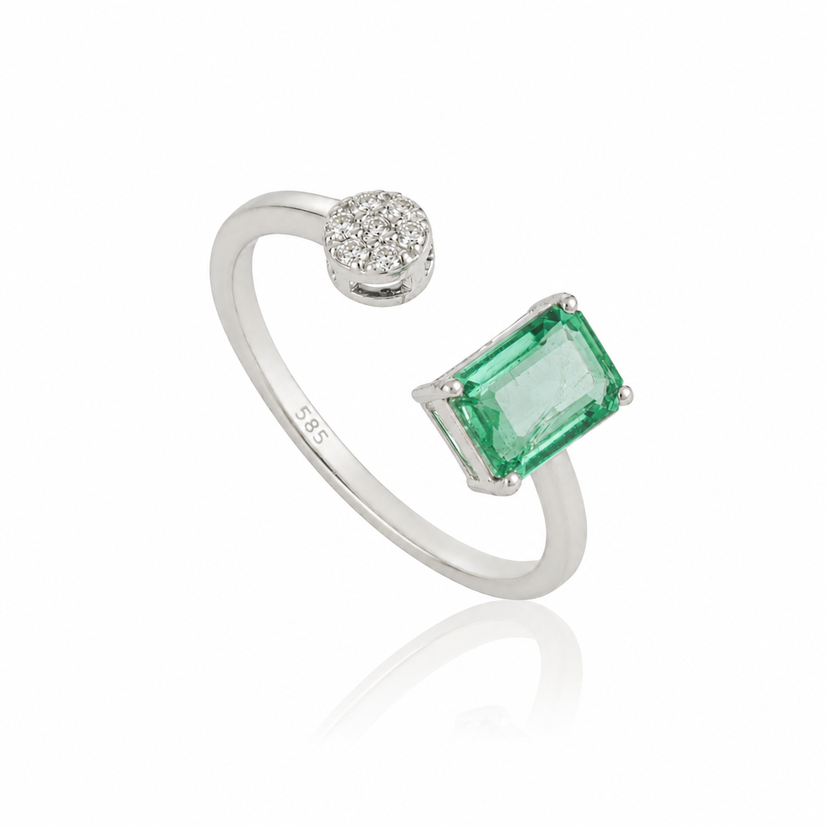 Emerald Diamond Open Ring