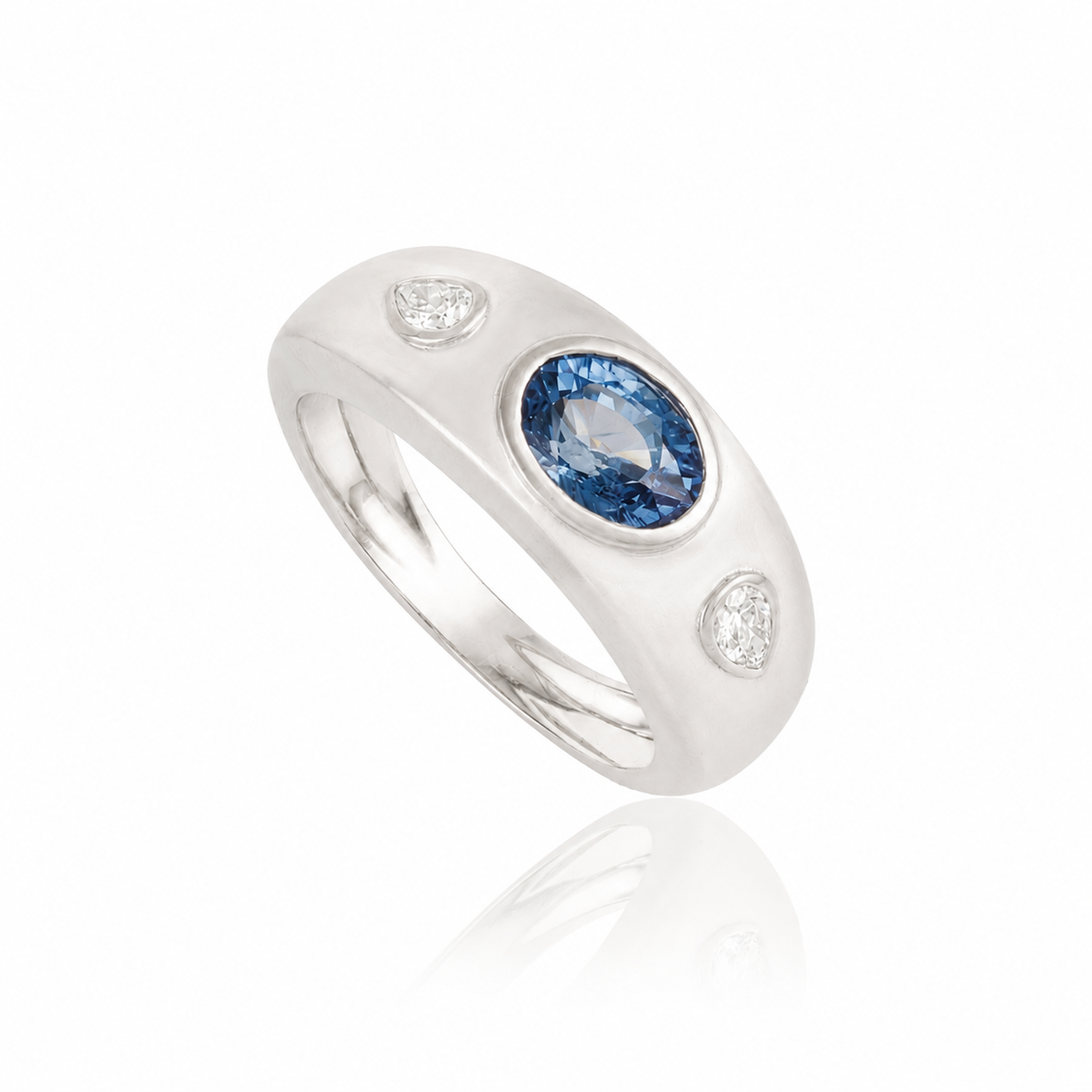 Blue Sapphire Diamond Signet Ring