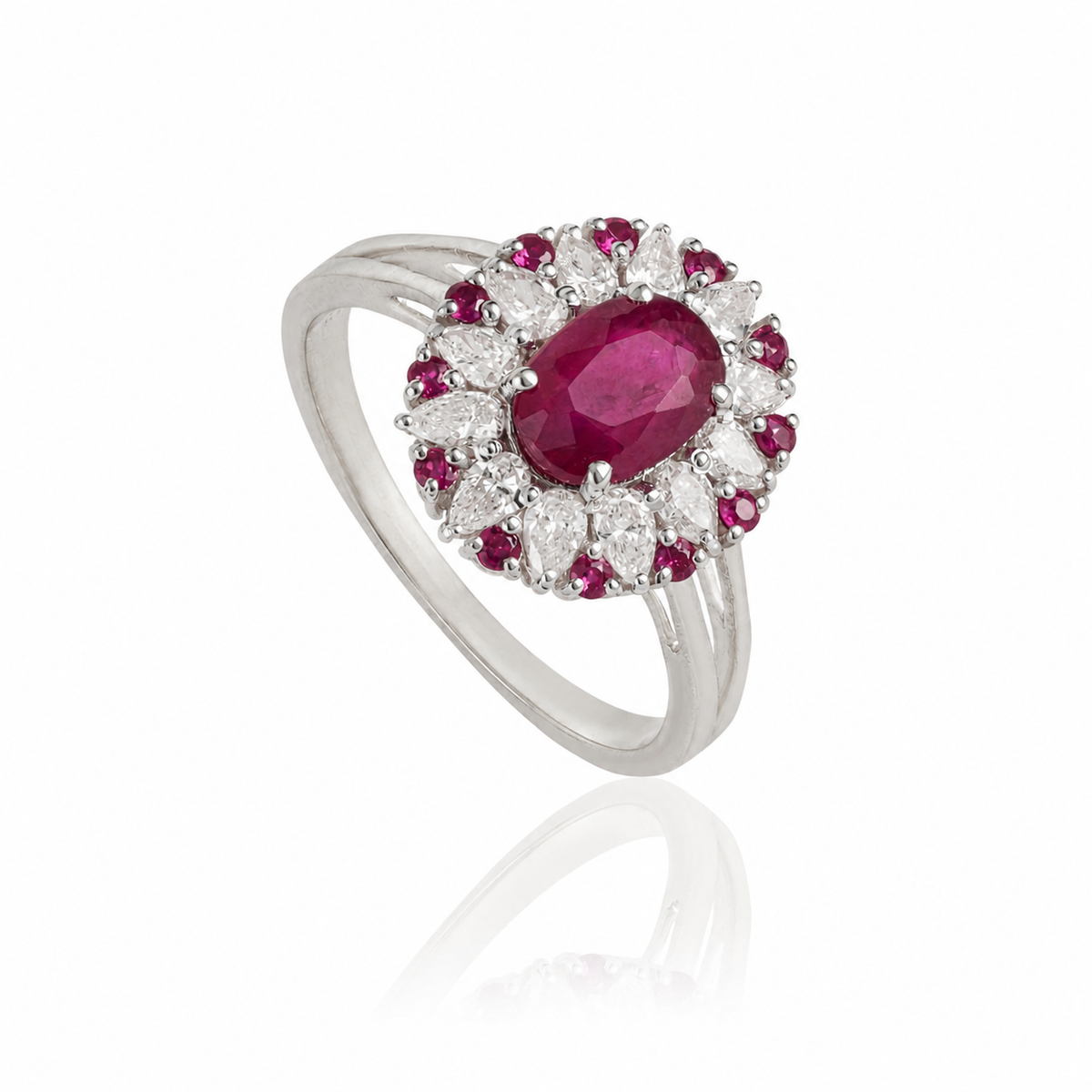 Ruby Halo Diamond Ring
