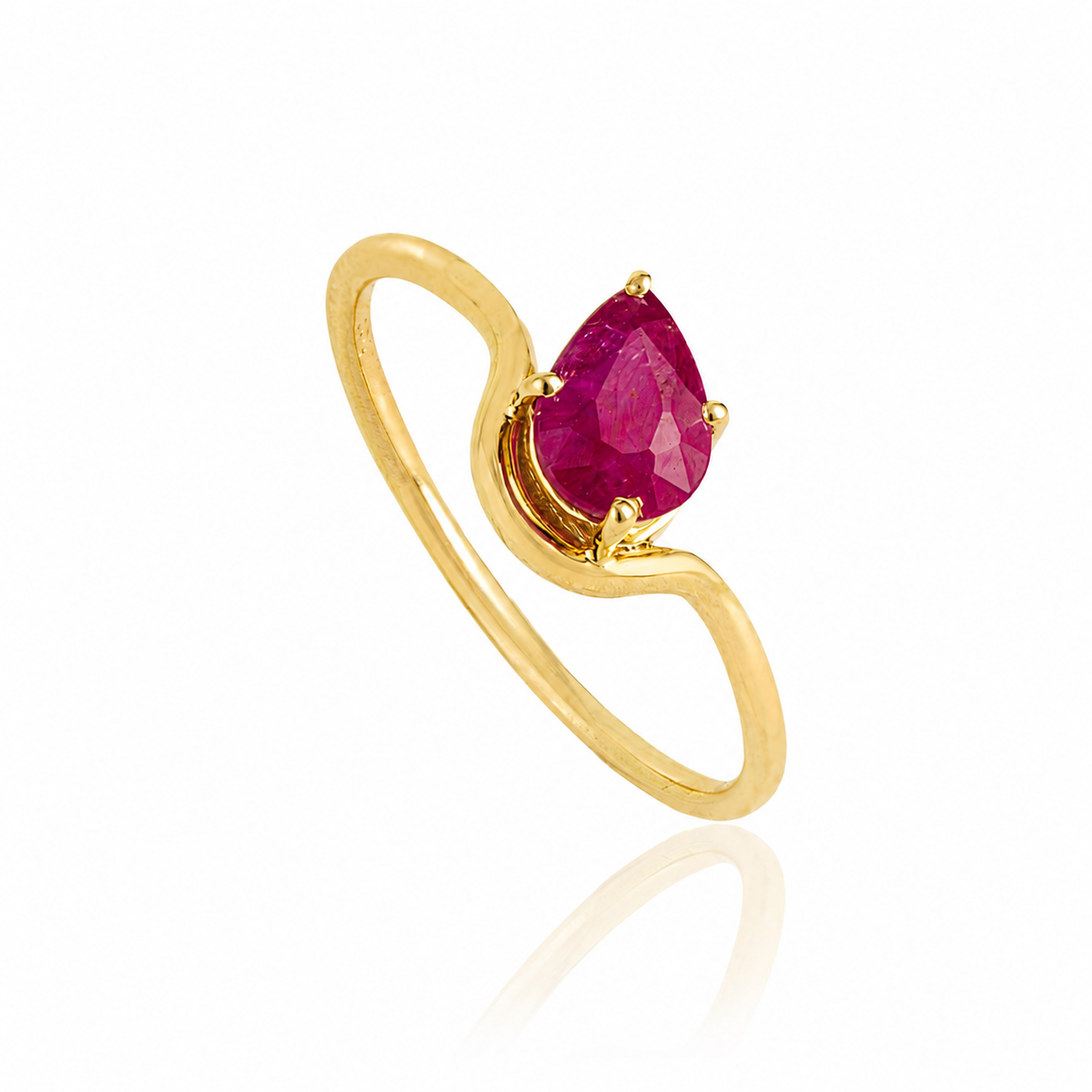 Pear Cut Ruby Solitaire Ring