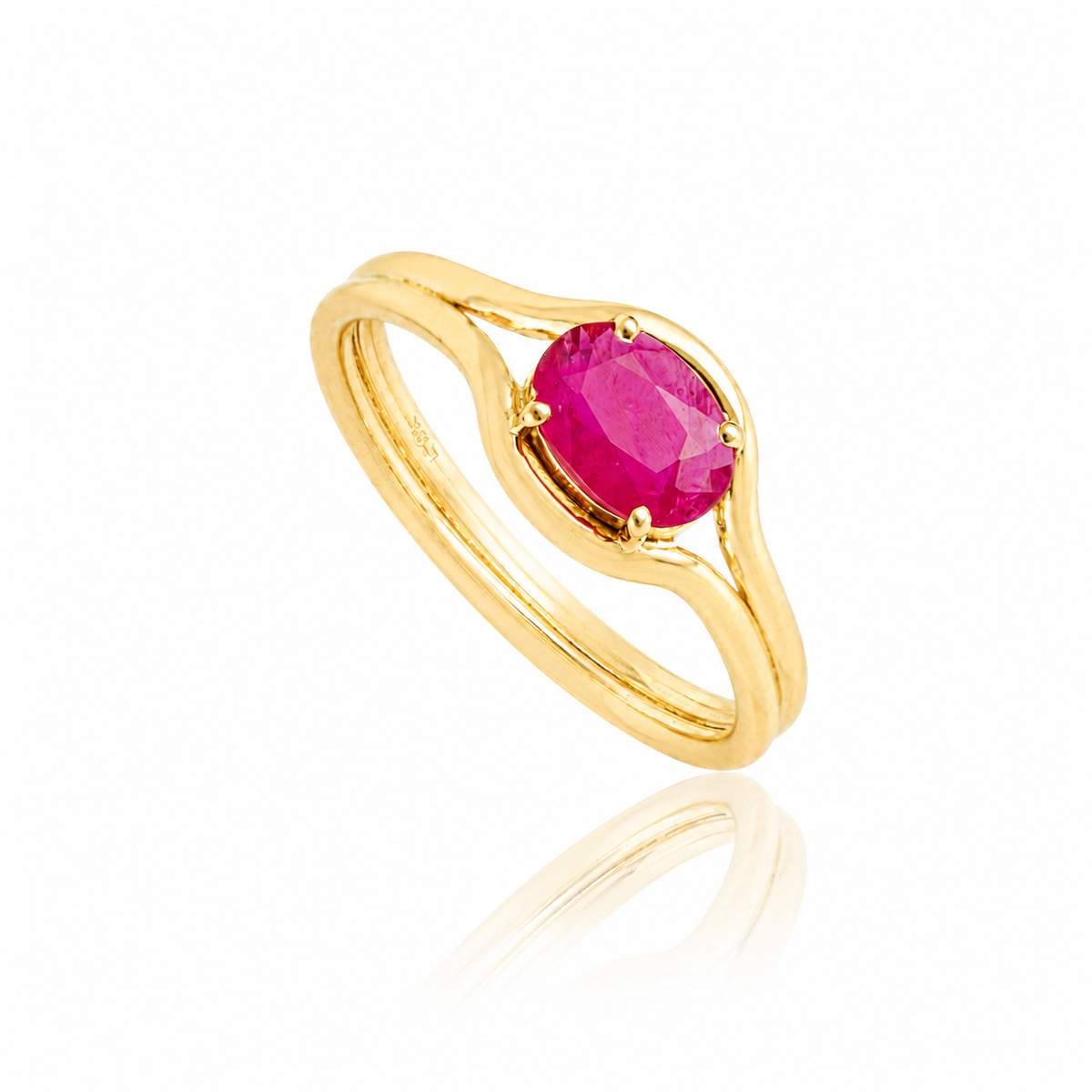 Natural Oval Ruby Split Band Ring
