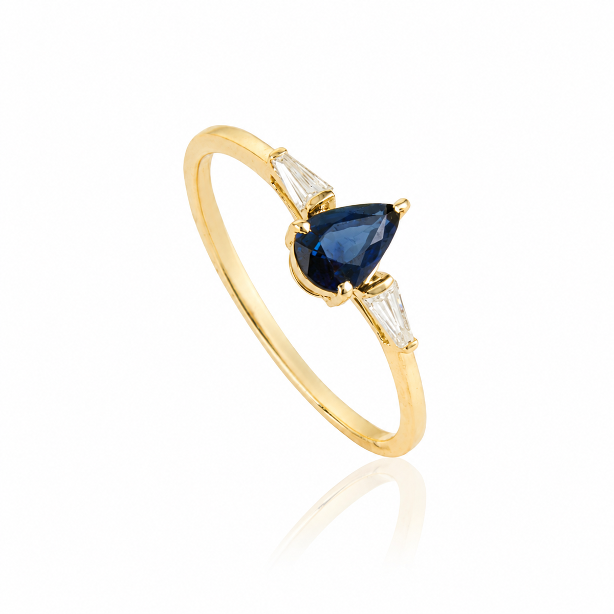 Pear Cut Blue Sapphire & Diamond Ring