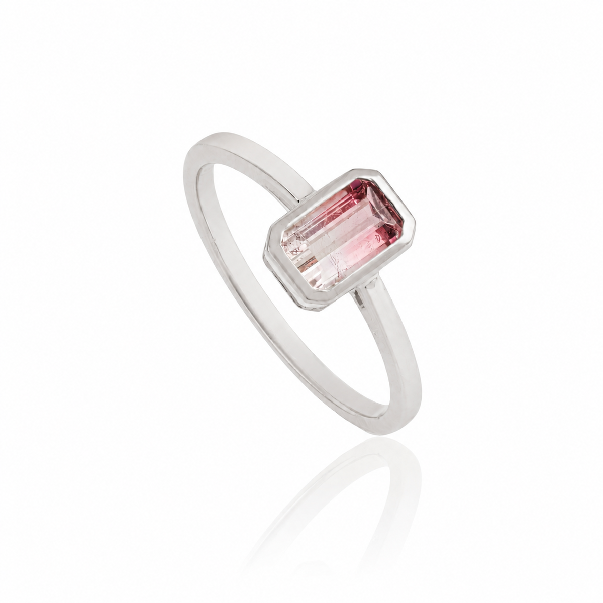 Watermelon Tourmaline Bezel Ring
