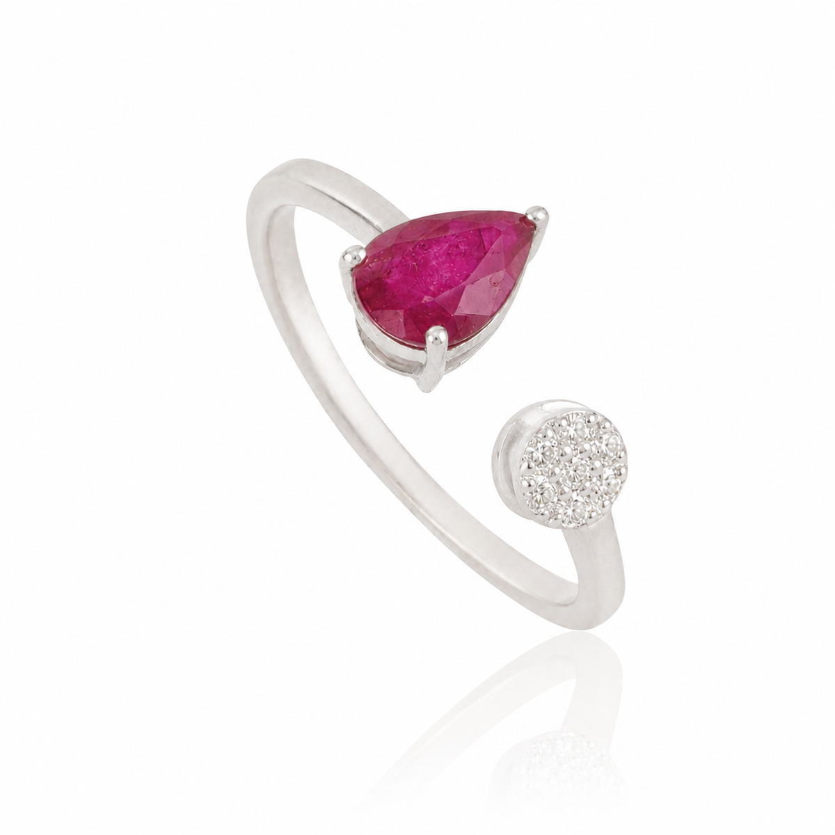 Pear Ruby Diamond Bypass Ring