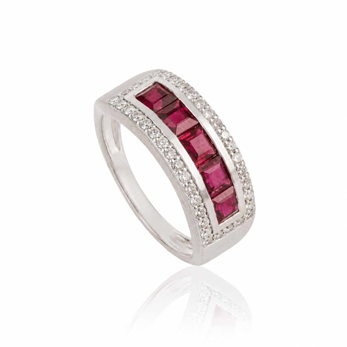 Ruby Diamond Rectangle Signet Ring