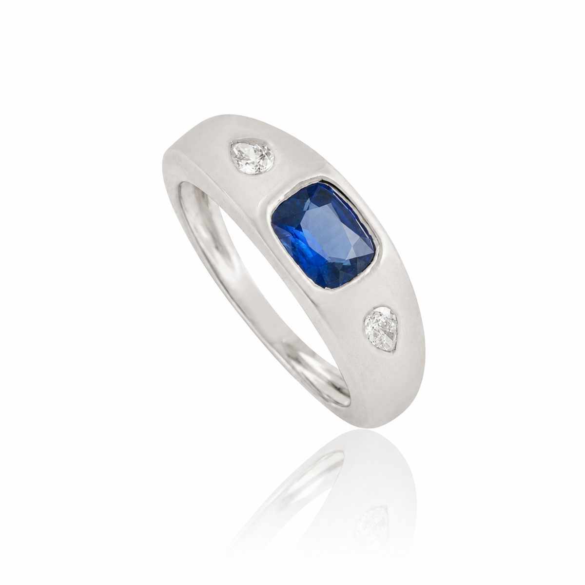 Blue Sapphire Diamond Signet Ring