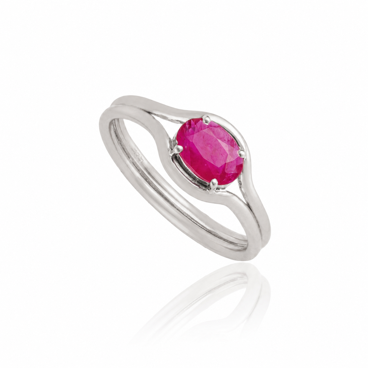 Natural Oval Ruby Split Band Ring