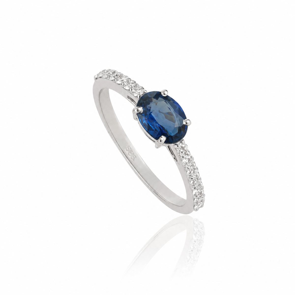 Blue Sapphire & Diamond Ring
