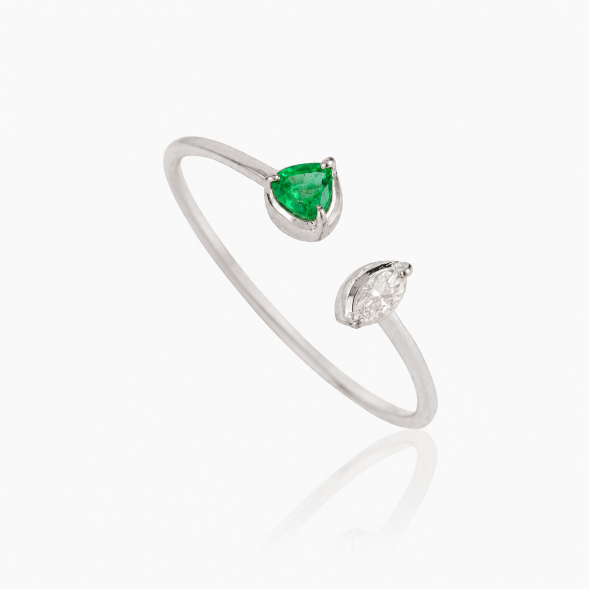 Emerald Diamond Open Ring