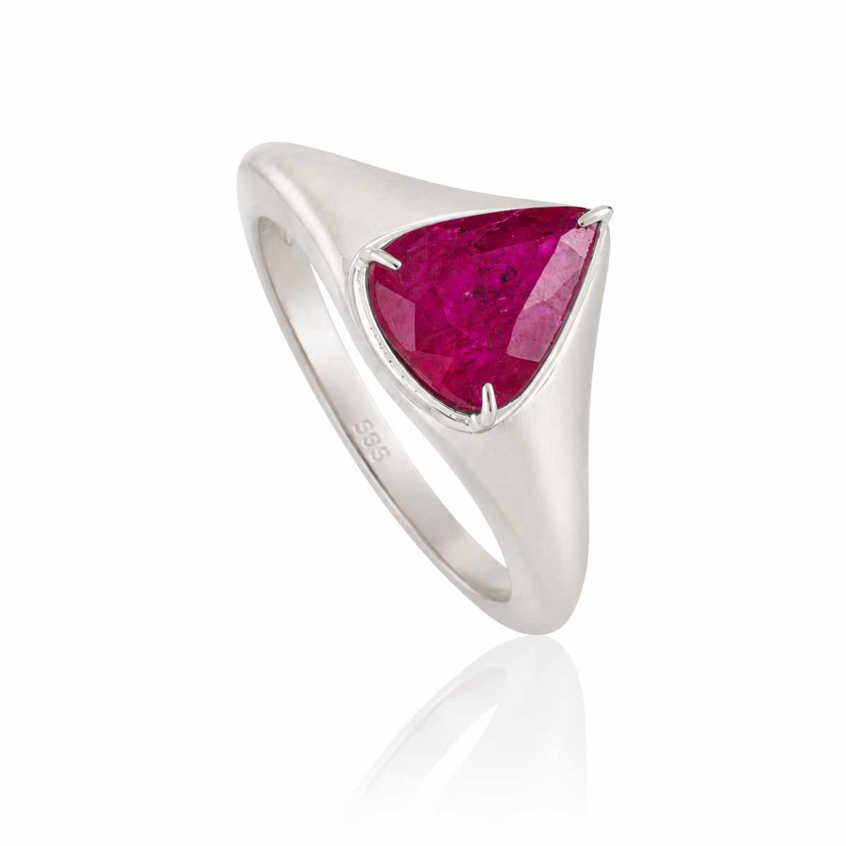 Pear Ruby Signet Ring