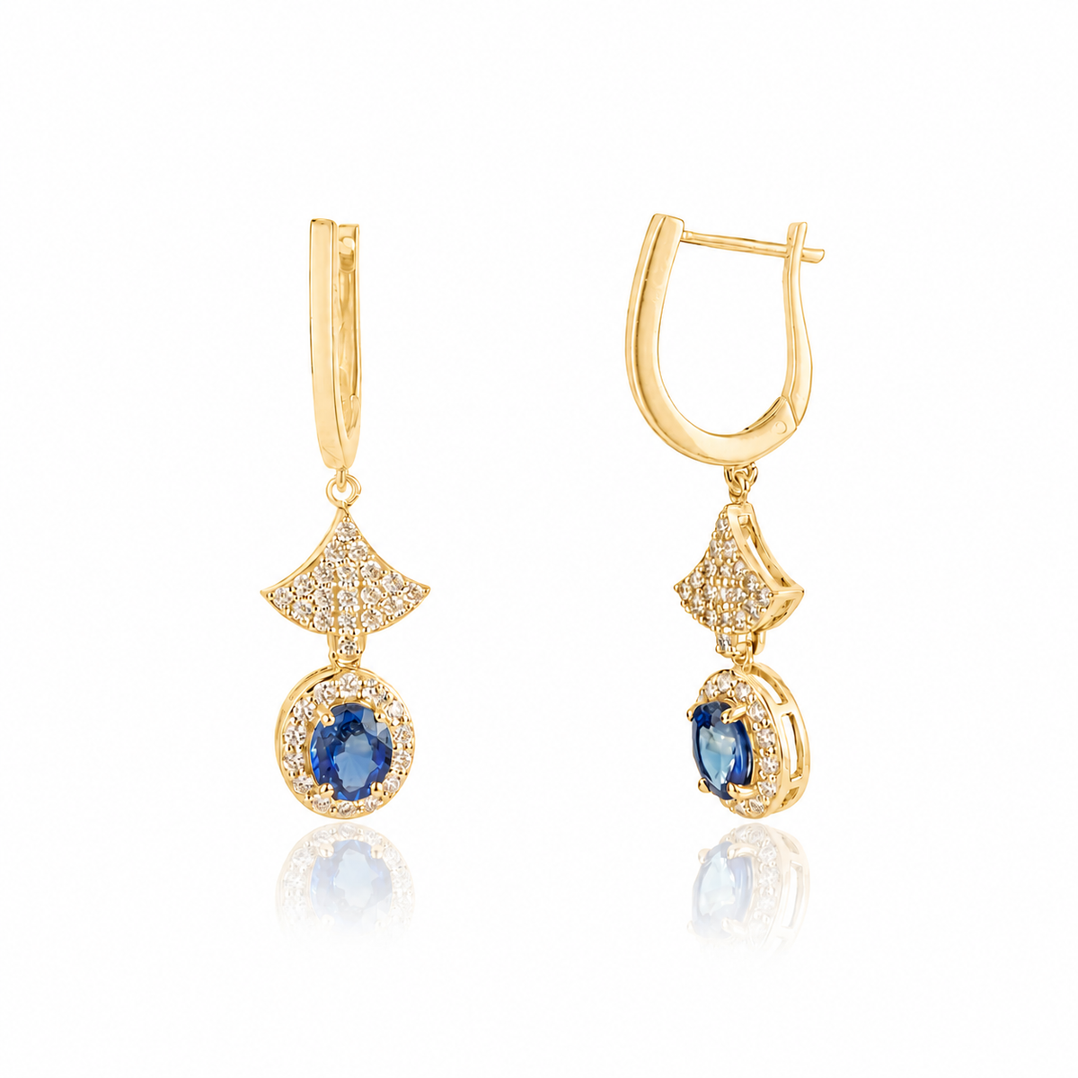 Blue Sapphire Diamond Drop Earrings