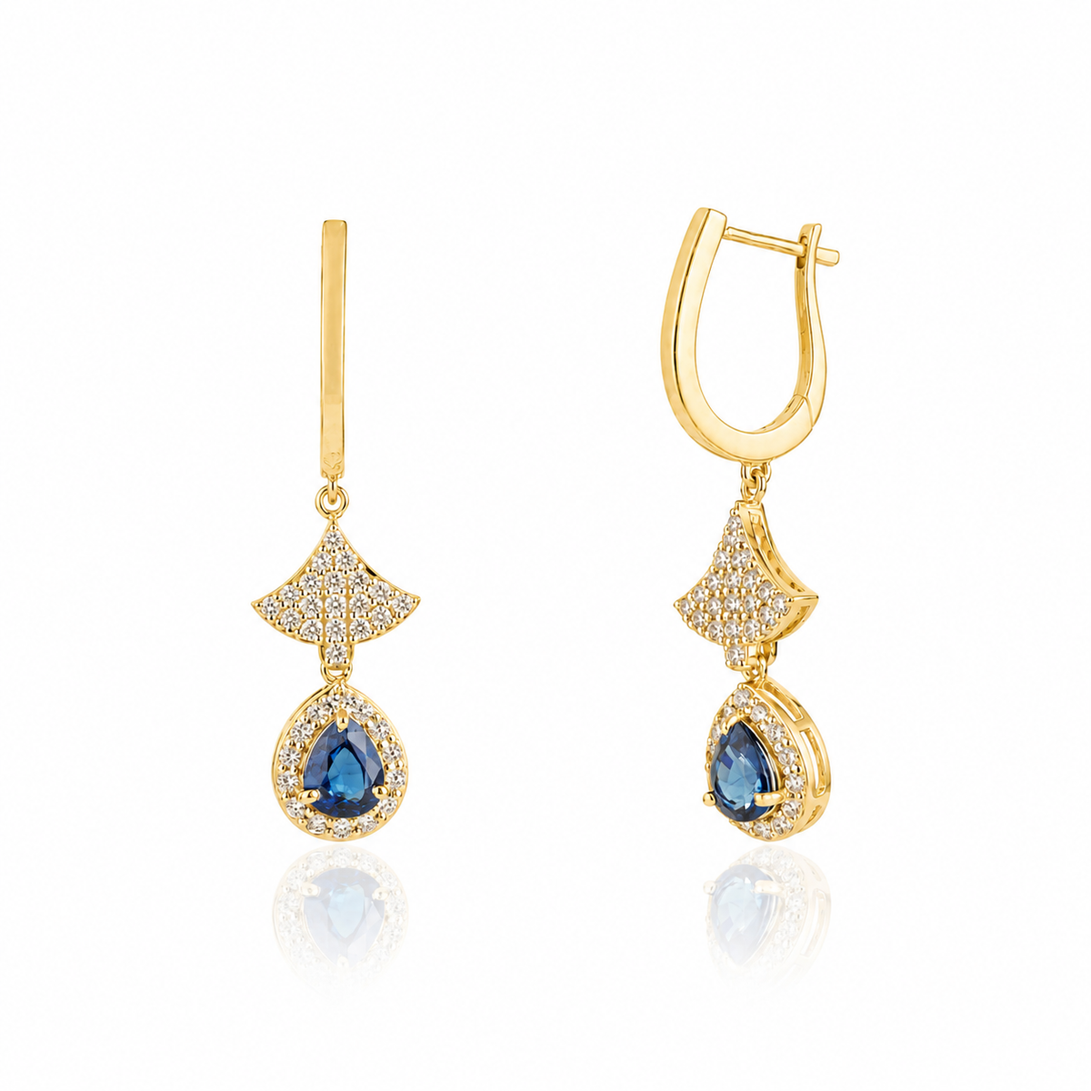 Blue Sapphire Diamond Drop Earrings