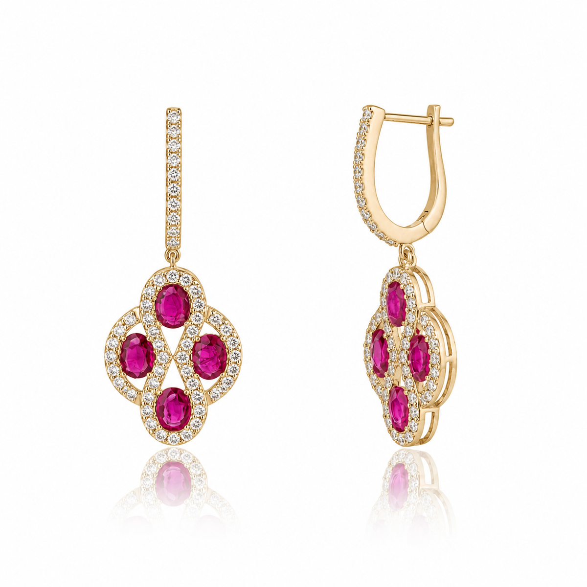 Ruby Diamond Drop Earrings