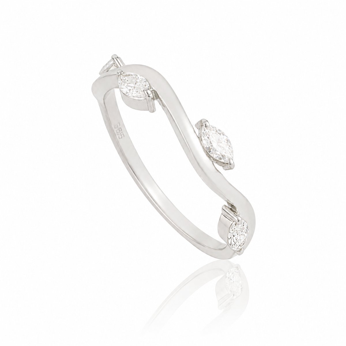 Diamond Crossover Wave Ring