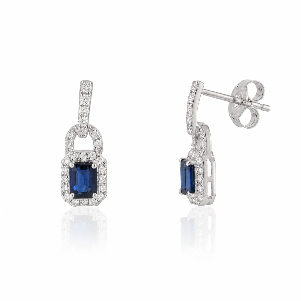 Blue Sapphire Diamond Earrings