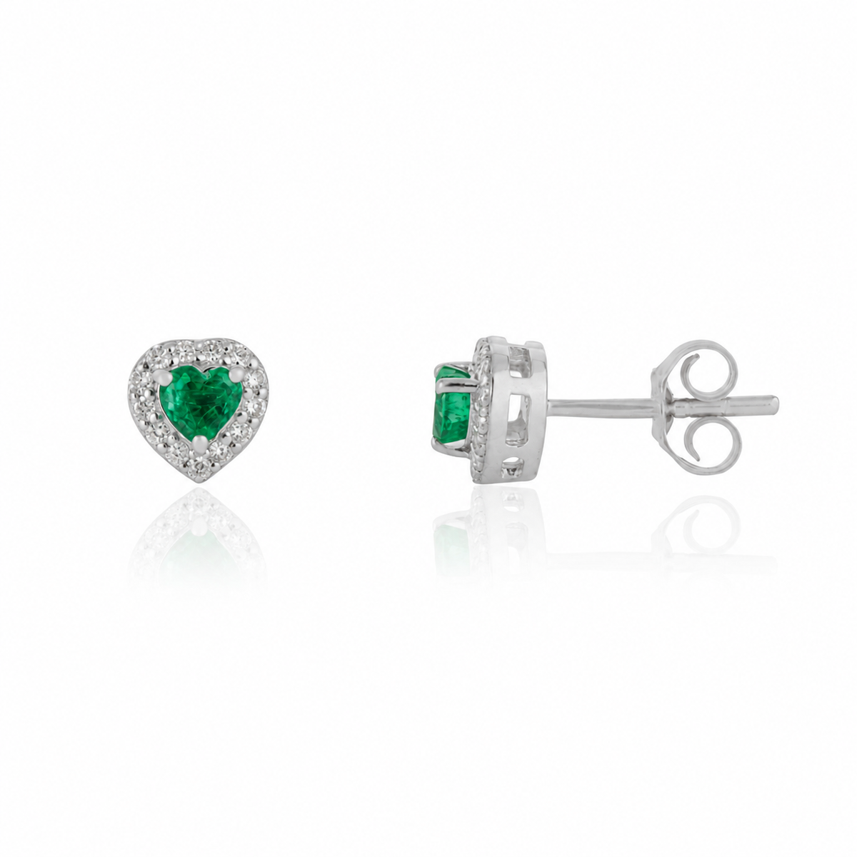 Emerald Heart Stud Earrings