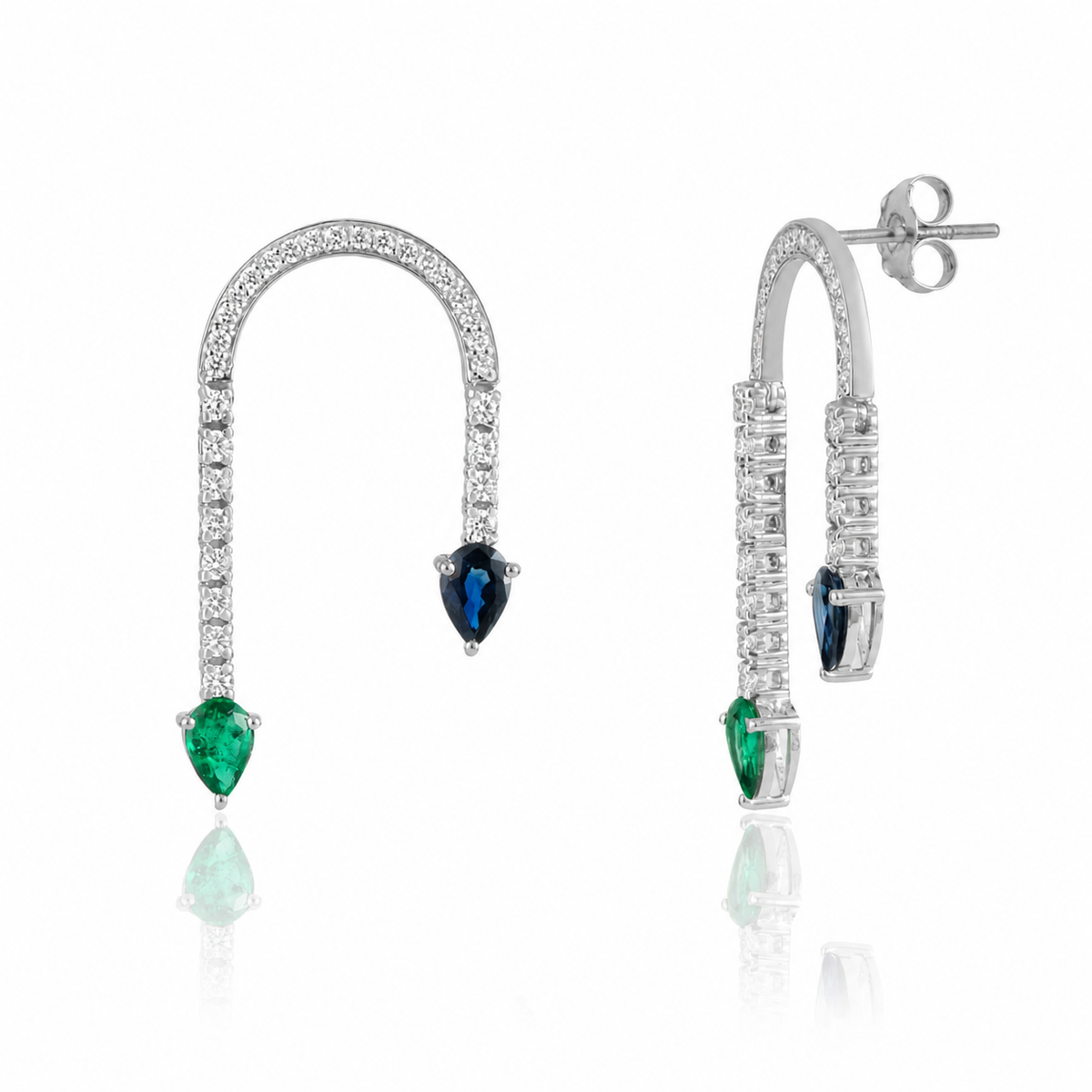 Emerald & Sapphire Drop Earrings