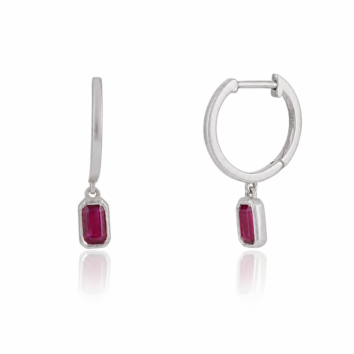 Ruby Drop Hoop Earrings