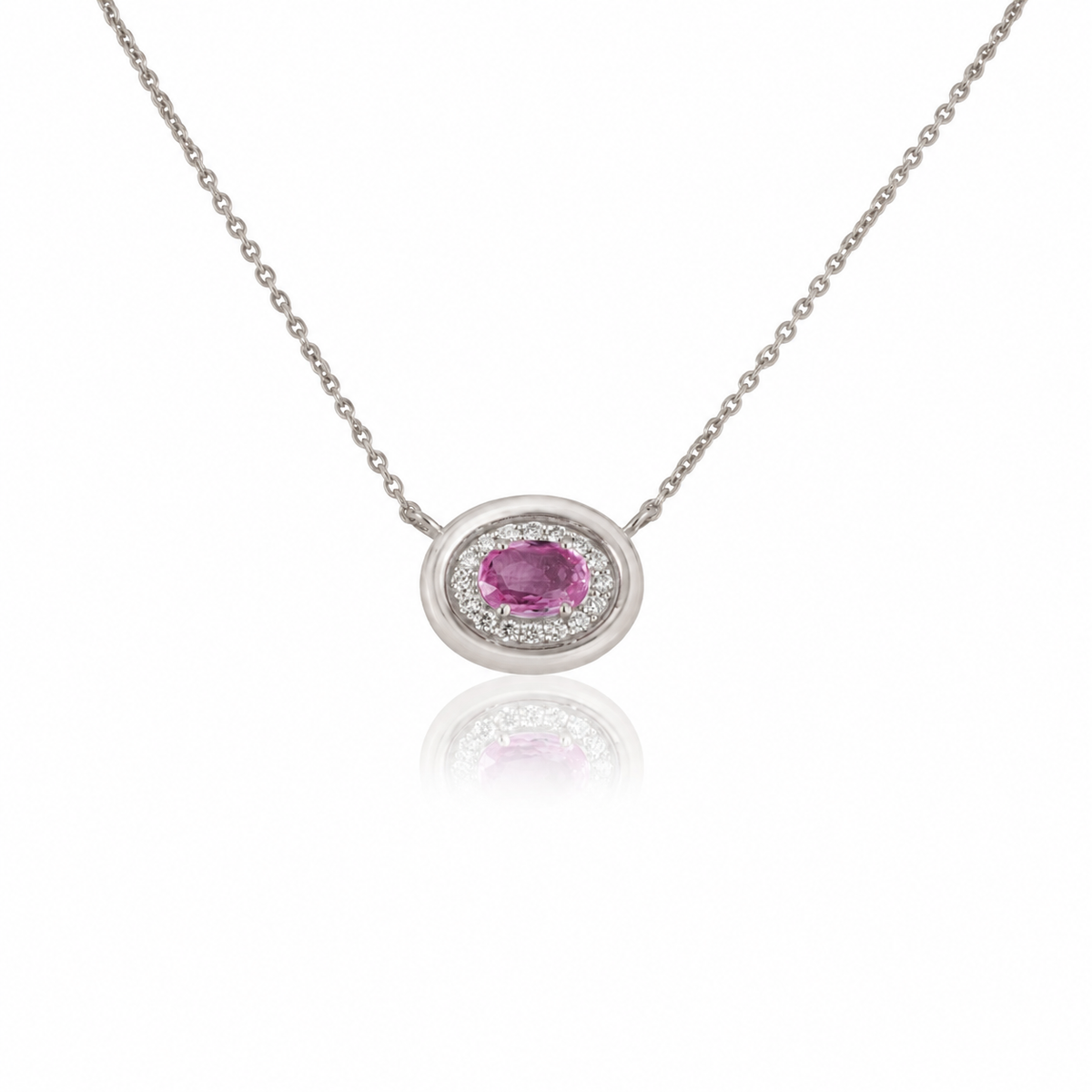 Pink Sapphire & Diamond Pendant Necklace